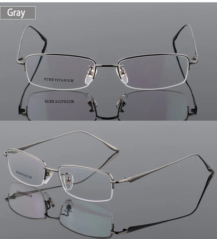 Unisex Titanium Half Rim Eyeglasses Round Box Frame 8272 — view 11 | Bclear at FuzWeb