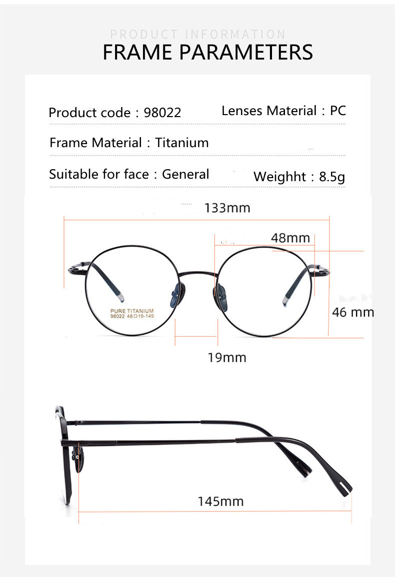 Kocolior Unisex Full Rim Small Round Titanium Eyeglasses 98022 — view 4 | Kocolior at FuzWeb