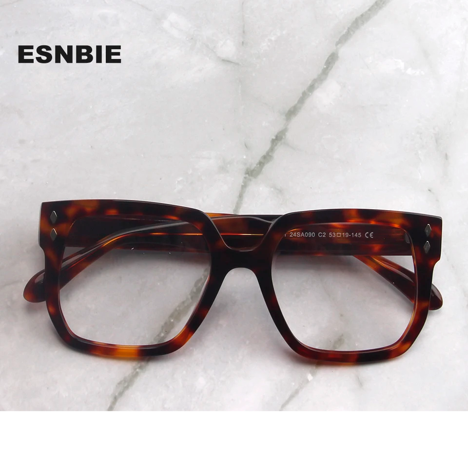 Esnbie Women's Full Rim Square Brow Line Acetate Eyeglasses 240901