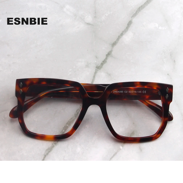 Esnbie Women's Full Rim Square Brow Line Acetate Eyeglasses 240901