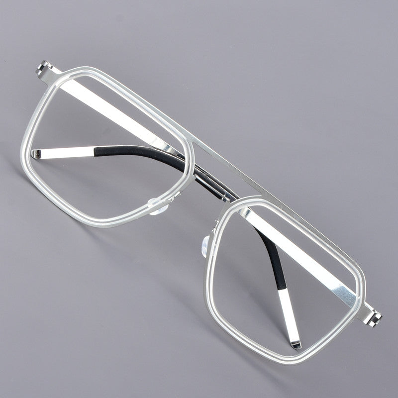 Aimee Unisex Full Rim Square Double Bridge Titanium Acetate Eyeglasses 19753.