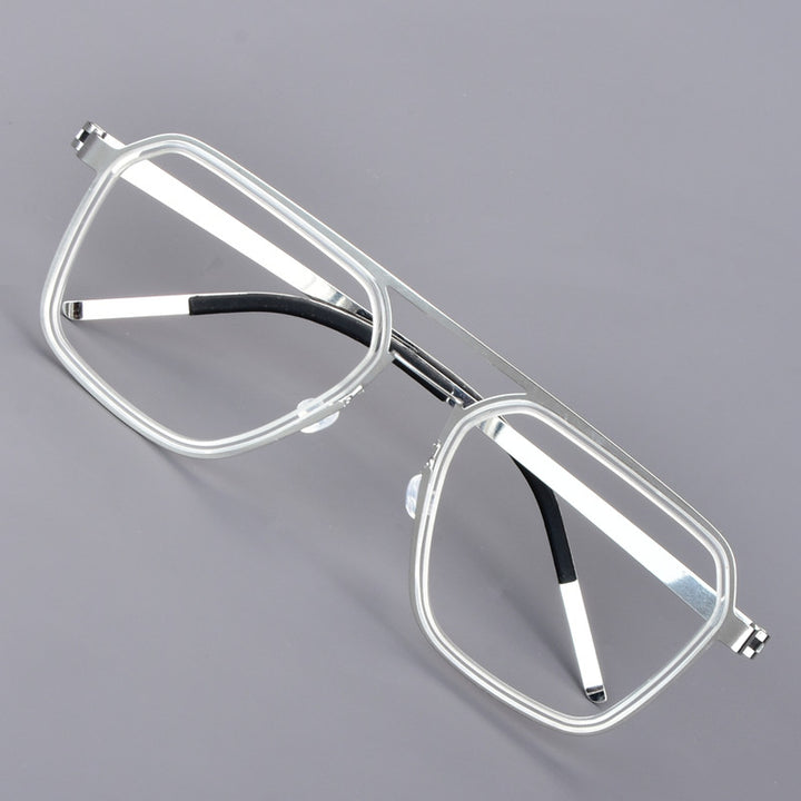 Aimee Unisex Full Rim Square Double Bridge Titanium Acetate Eyeglasses 19753.
