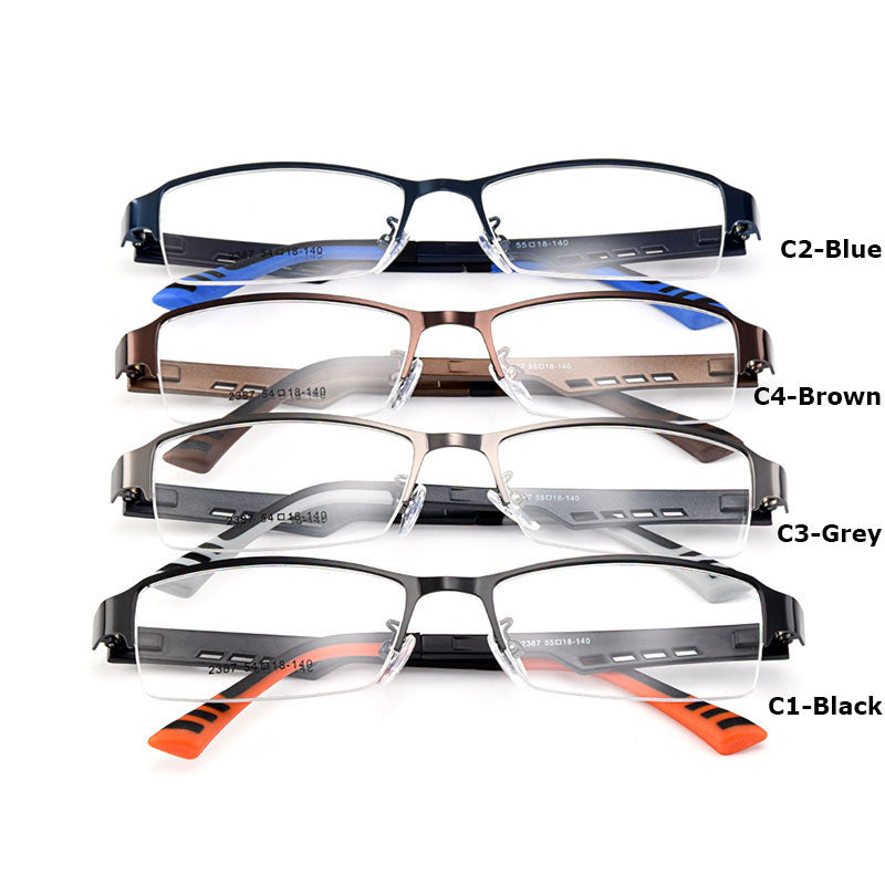 Gmei Mens Semi Rim Square Tr 90 Titanium Alloy Eyeglasses Y2387 — view 1 | Gmei Optical at FuzWeb