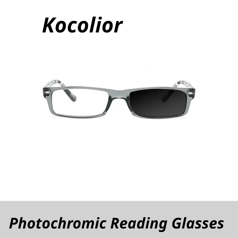 Kocolior Women's Full Rim Square Pc Alloy Photochromic Reading Glasses 525004
