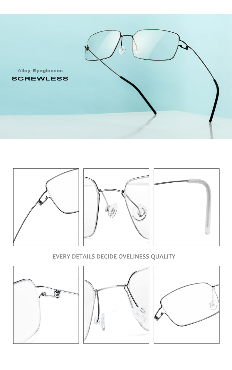Oveliness Unisex Full Rim Square Screwless Titanium Alloy Eyeglasses.