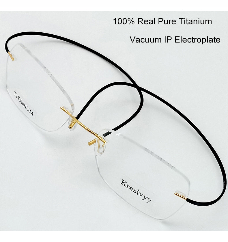 Krasivyy Unisex Rimless Oval Titanium Eyeglasses 1615 — view 2 | Krasivyy at FuzWeb