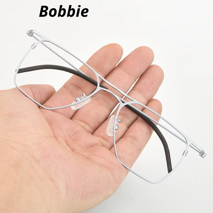Bobbie Unisex Full Rim Square Double Bridge Titanium Eyeglasses 935502