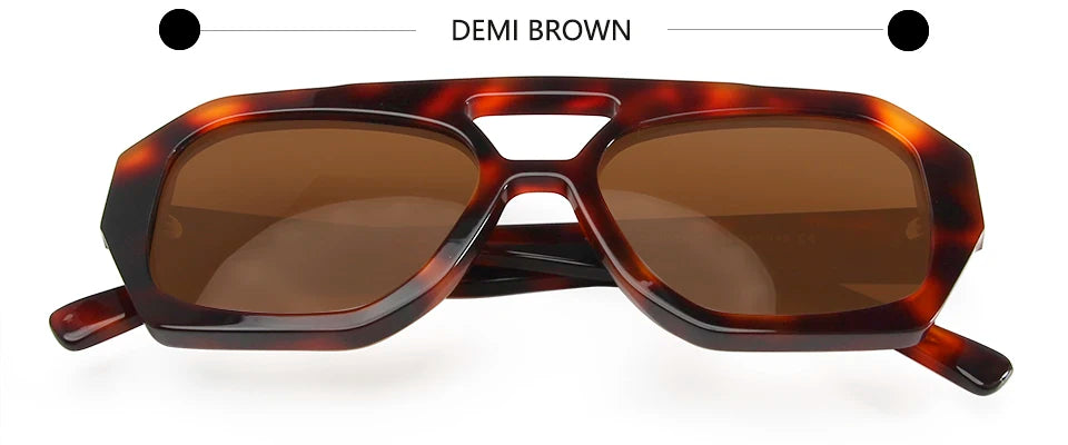 Esnbie Unisex Full Rim Square Double Bridge Acetate Sunglasses 230381.