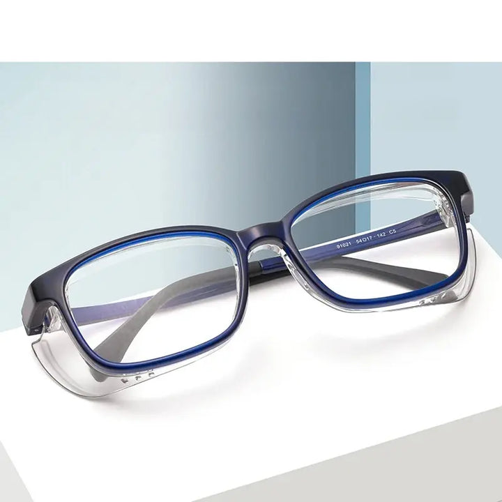 Hdcrafter Unisex Full Rim Rectangle With Clip On Shields PC Frames 910210 FuzWeb