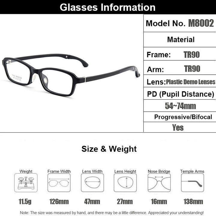 Gmei Unisex Eyeglasses Ultra-Light Tr90 Plastic M8002 — view 2 | Gmei Optical at FuzWeb