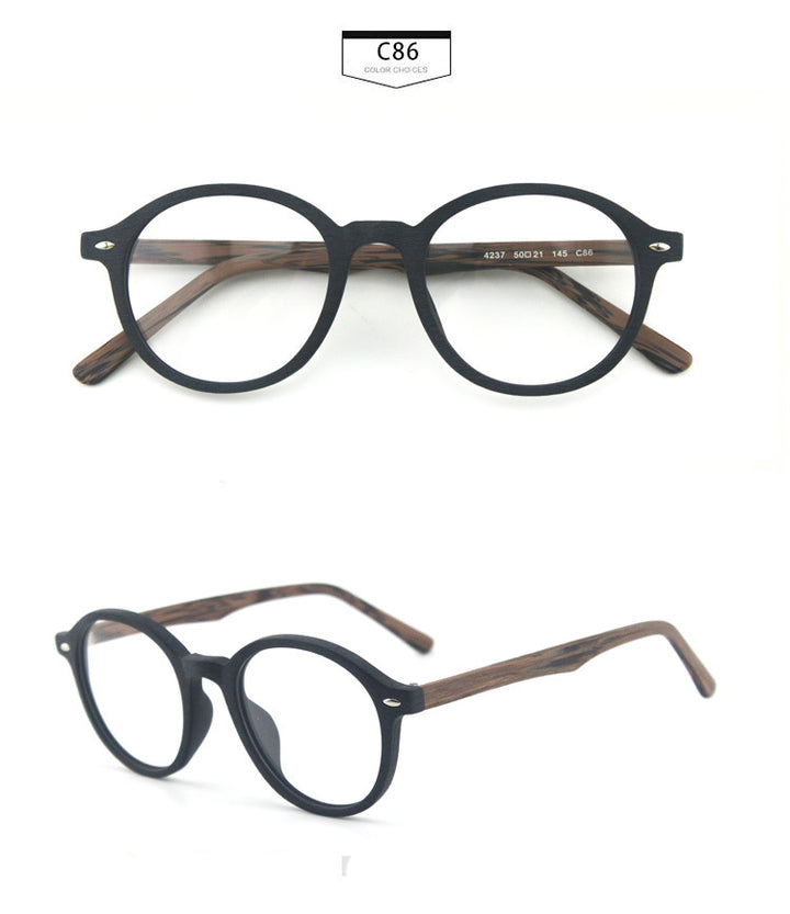 Hdcrafter Unisex Full Rim Round Oval Wood Metal Frame Eyeglasses 4237 — view 12 | Hdcrafter Eyeglasses at FuzWeb