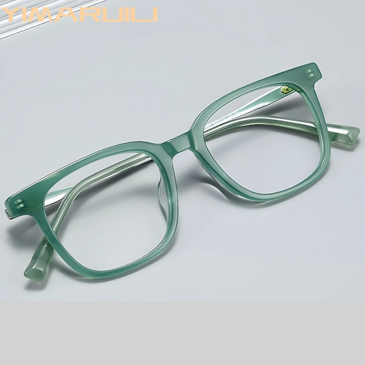 Yimaruili Unisex Full Rim Square Titanium Acetate Eyeglasses 365911