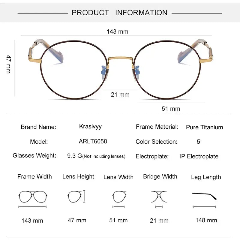 Krasivyy Unisex Full Rim Round Titanium Acetate Eyeglasses 46058 — view 2 | Krasivyy at FuzWeb