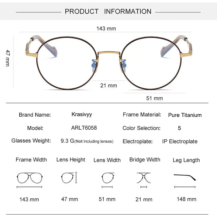 Krasivyy Unisex Full Rim Round Titanium Acetate Eyeglasses 46058 — view 2 | Krasivyy at FuzWeb