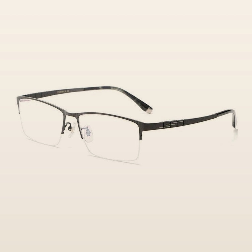 Chashma Ottica Men's Semi Rim Big Square Titanium Eyeglasses 422021 - Gray