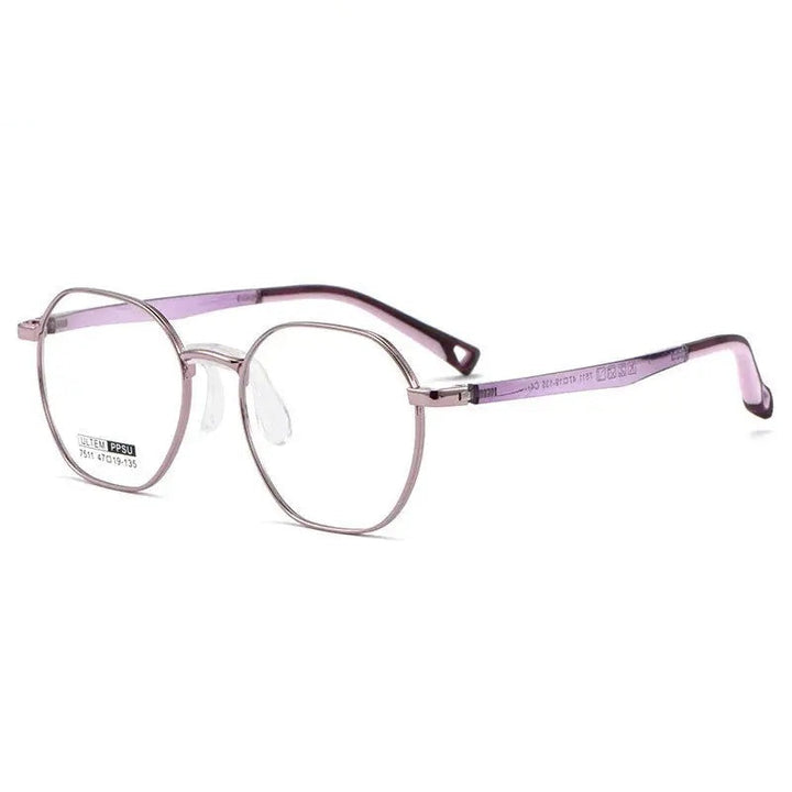 Chashma Ottica Unisex Youth Full Rim Polygon Titanium Eyeglasses 777511