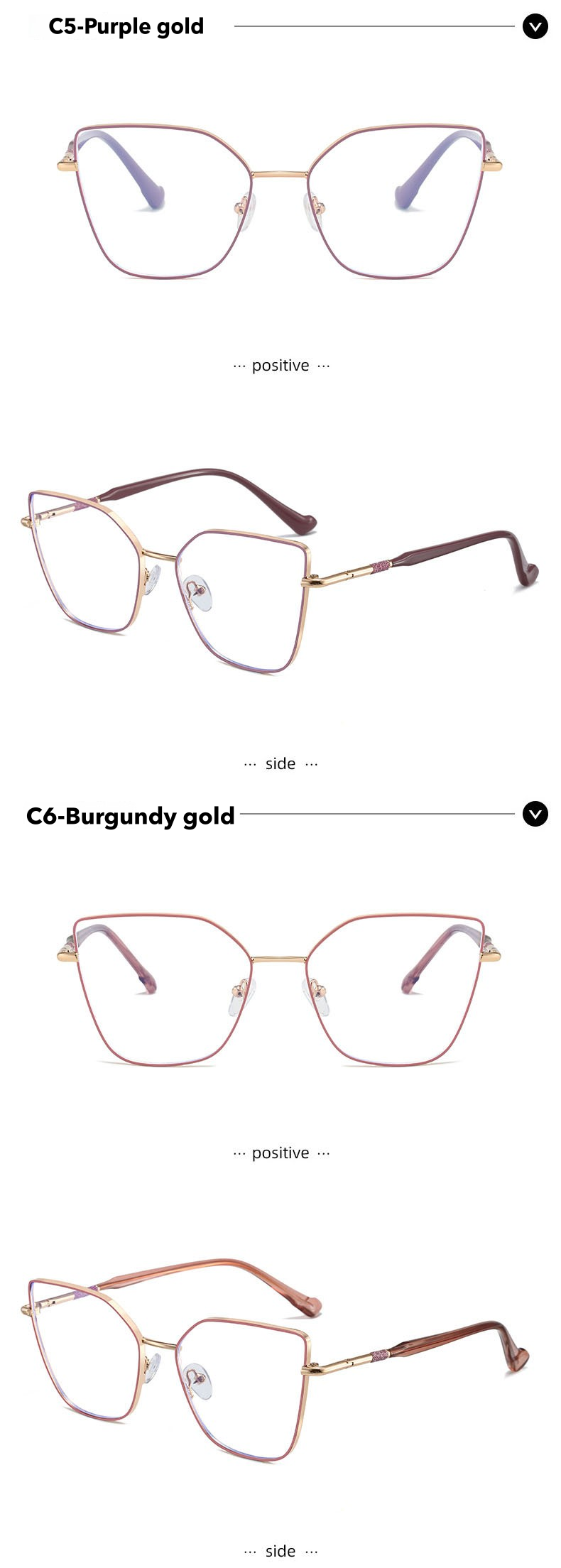 Kansept Womens Full Rim Square Cat Eye Alloy Reading Glasses 24108 — view 5 | Kansept at FuzWeb