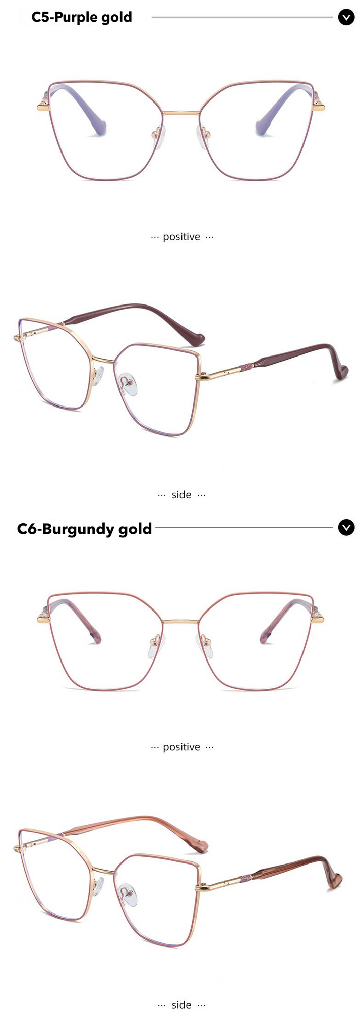 Kansept Womens Full Rim Square Cat Eye Alloy Reading Glasses 24108 — view 5 | Kansept at FuzWeb