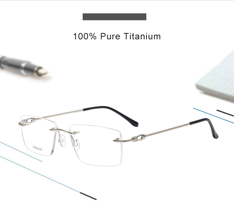 Krasivyy Unisex Rimless Square Titanium Eyeglasses Kr8661 — view 1 | Krasivyy at FuzWeb