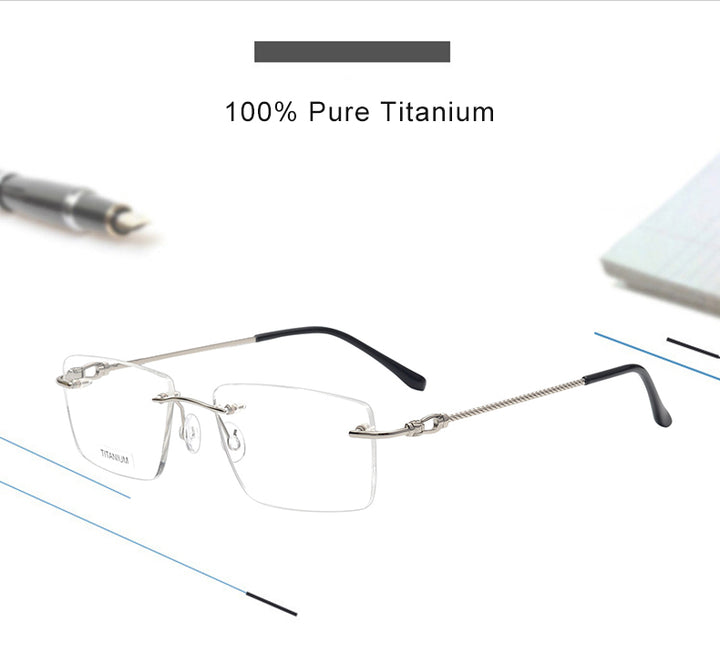 Krasivyy Unisex Rimless Square Titanium Eyeglasses Kr8661 — view 1 | Krasivyy at FuzWeb
