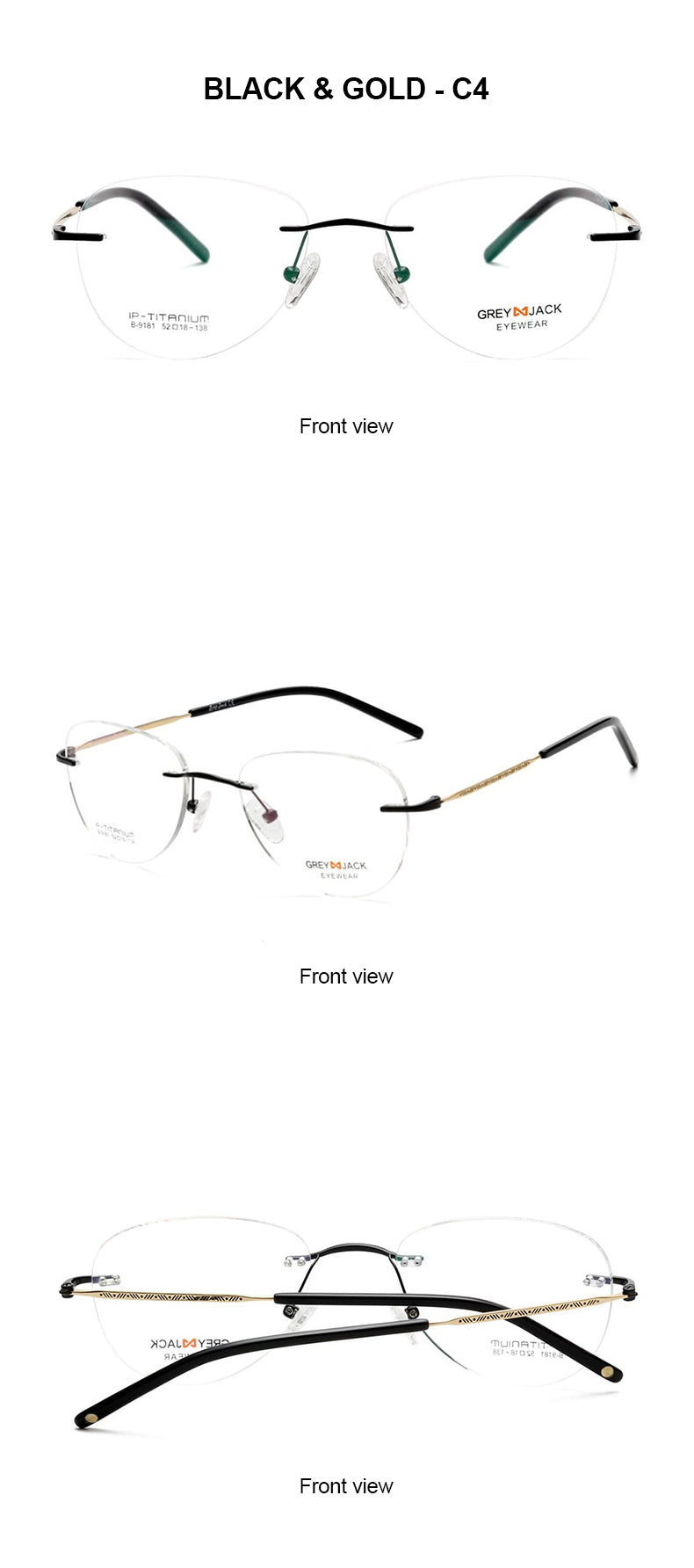 Summer Flower Womens Rimless Oval Round Steel Eyeglasses 91811 — view 2 | Summer Flower at FuzWeb