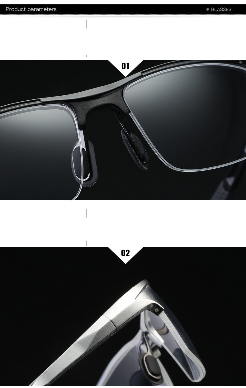 Hdcrafter Mens Semi Rim Square Rectangle Aluminun Alloy Frame Eyeglasses L8177 — view 14 | Hdcrafter Eyeglasses at FuzWeb