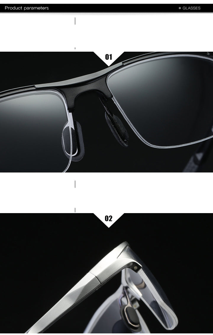 Hdcrafter Mens Semi Rim Square Rectangle Aluminun Alloy Frame Eyeglasses L8177 — view 14 | Hdcrafter Eyeglasses at FuzWeb