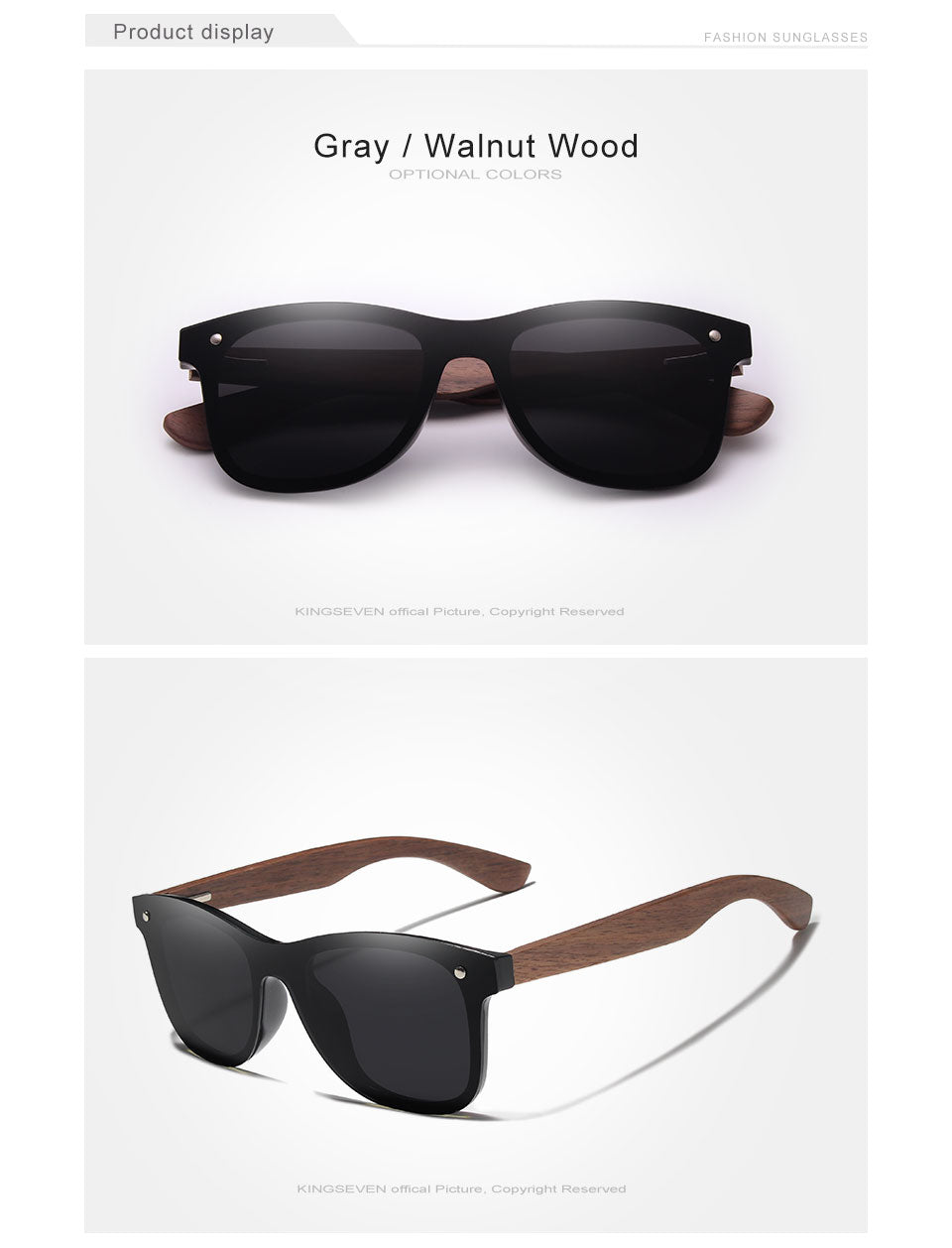 Kingsven Womens Full Rim Square Walnut Wood Sunglasses Nw5504 — view 4 | KingSeven at FuzWeb