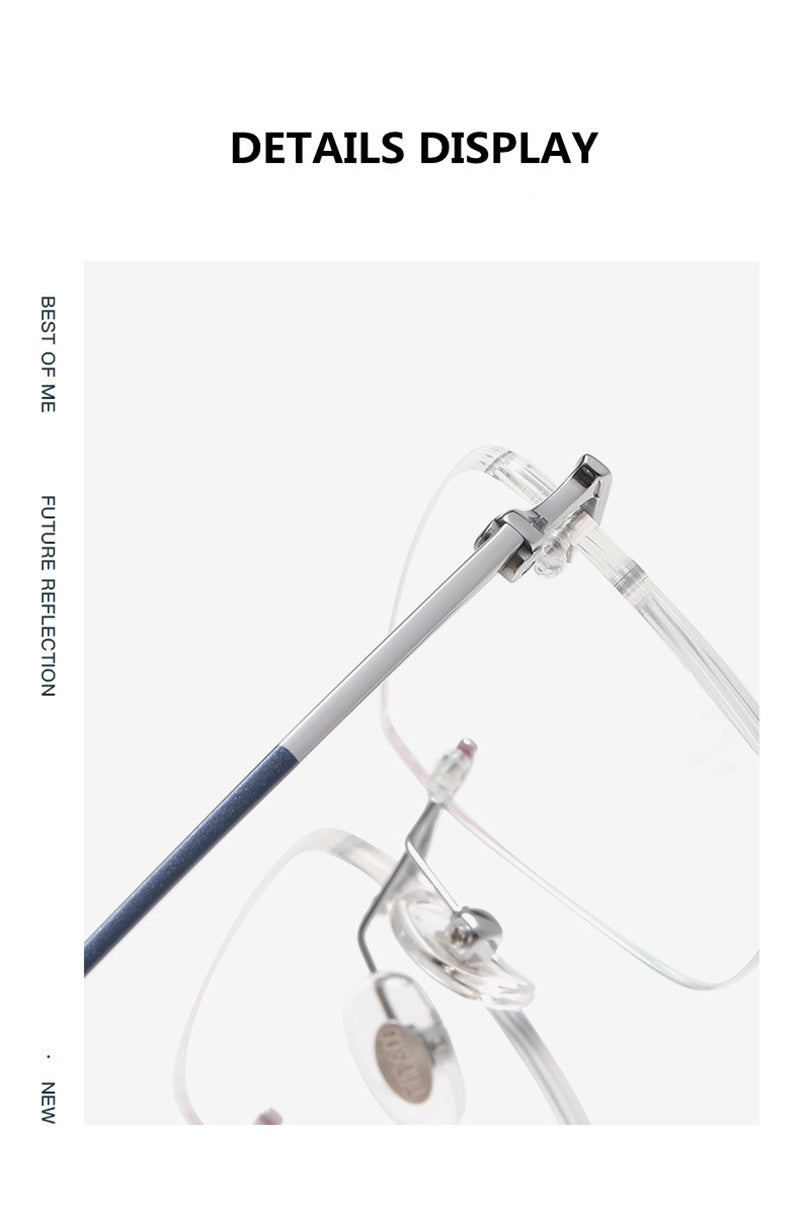 Summer Flower Womens Rimless Polygon Square Titanium Eyeglasses 60927 — view 2 | Summer Flower at FuzWeb