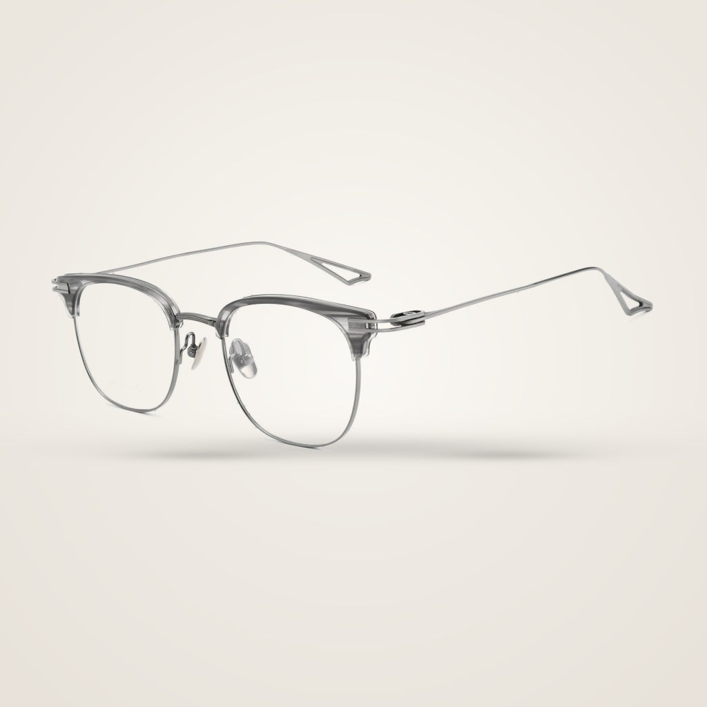 Bclear Unisex Half Rim Square TR90 Titanium Eyeglasses 80915P — view 1 | Bclear at FuzWeb