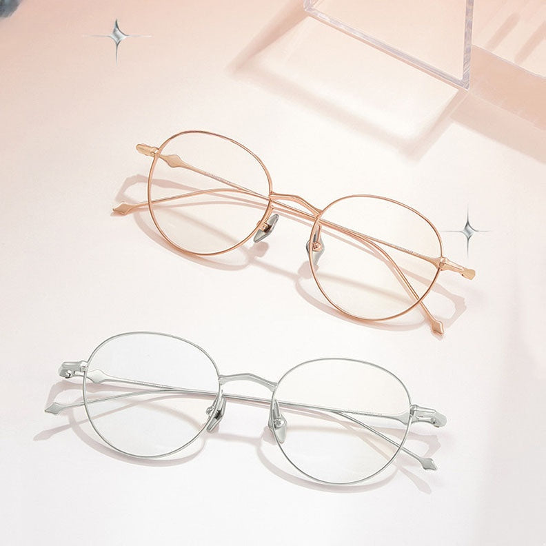 Chashma Ottica Womens Full Rim Round Titanium Eyeglasses — view 2 | Chashma Ottica at FuzWeb