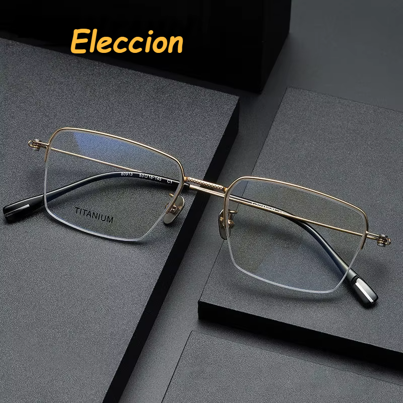 Eleccion Women's Semi Rim Square Titanium Eyeglasses 80913 Semi Rim Eleccion