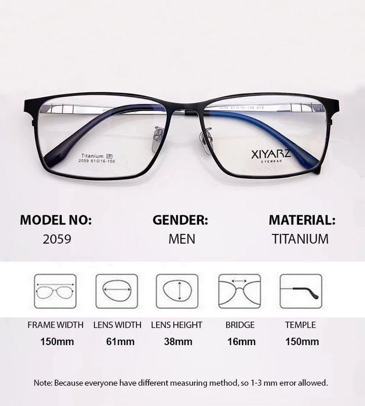 Chashma Mens Full Rim Big Square Wide Titanium Eyeglasses 582059 — view 1 | Chashma at FuzWeb