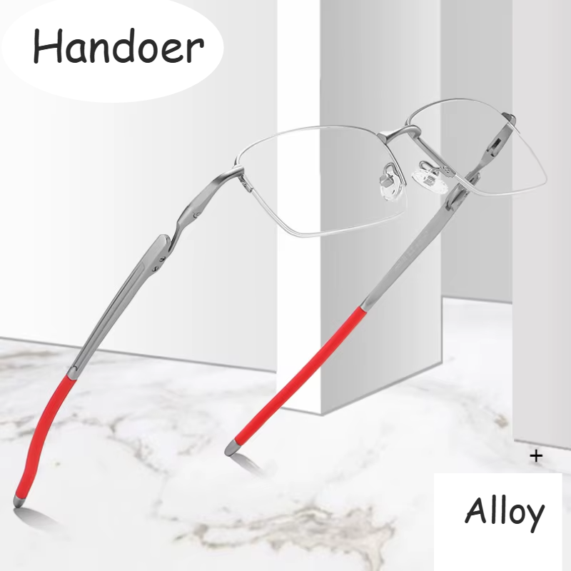 Handoer Unisex Semi Rim Square Alloy Acetate Eyeglasses 952181 Semi Rim Handoer