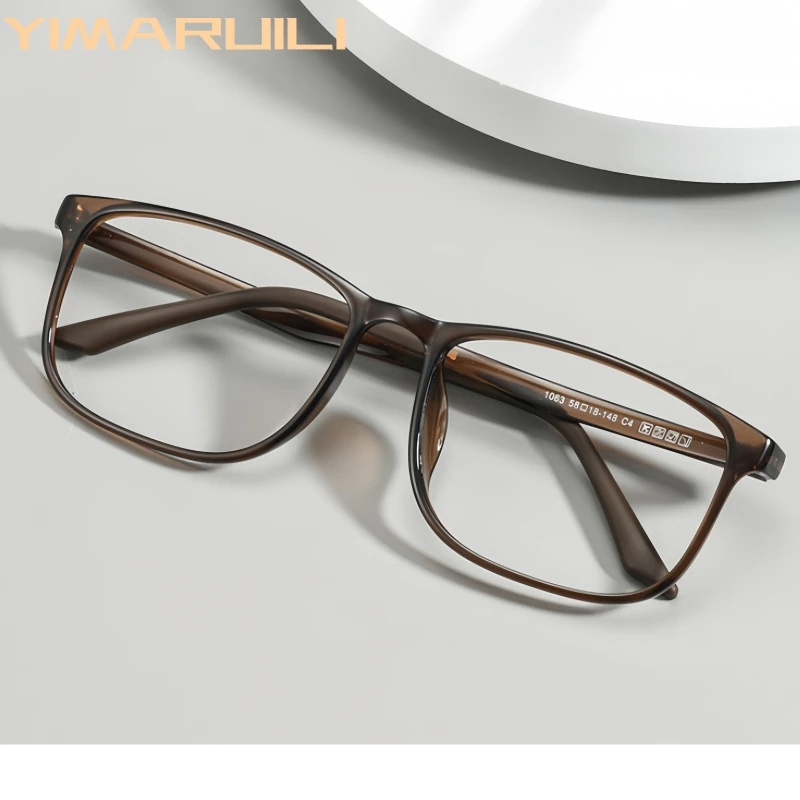 Yimaruili Men's Full Rim Big Square Ultem Steel Eyeglasses 361063