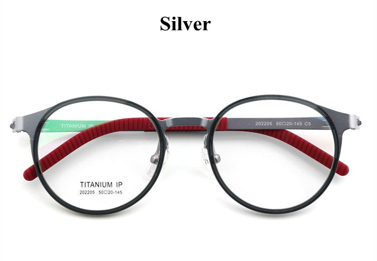 Chashma Ottica Unisex Full Rim Round Titanium Sport Eyeglasses 202205 FuzWeb