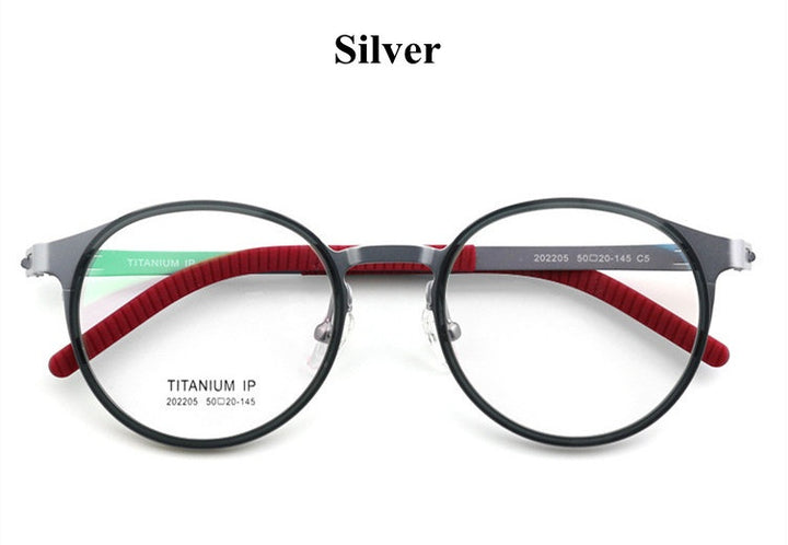 Chashma Ottica Unisex Full Rim Round Titanium Sport Eyeglasses 202205 FuzWeb