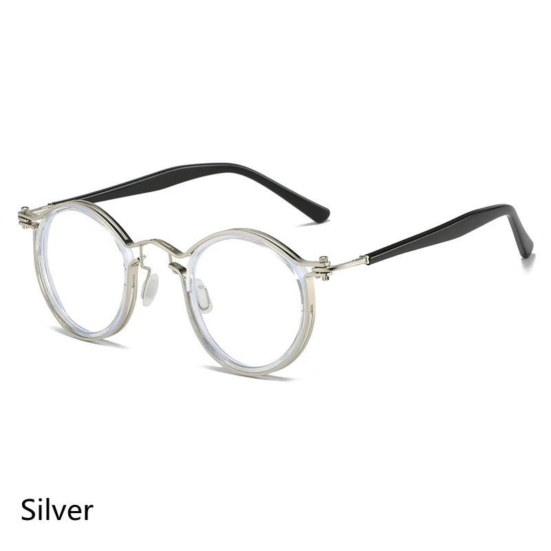Kocolior Unisex Full Rim Round Alloy Acetate Hyperopic Reading Glasses 2203.