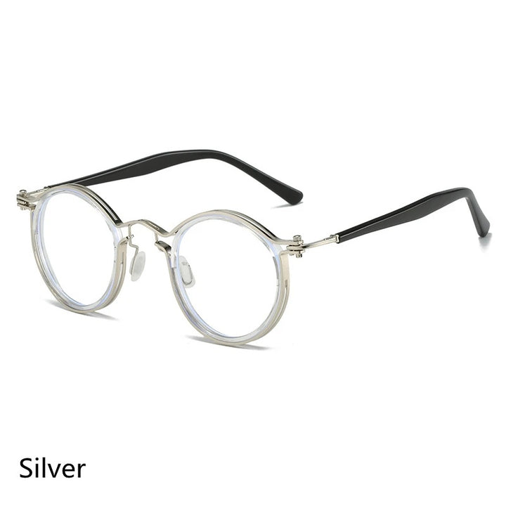 Kocolior Unisex Full Rim Round Alloy Acetate Hyperopic Reading Glasses 2203.