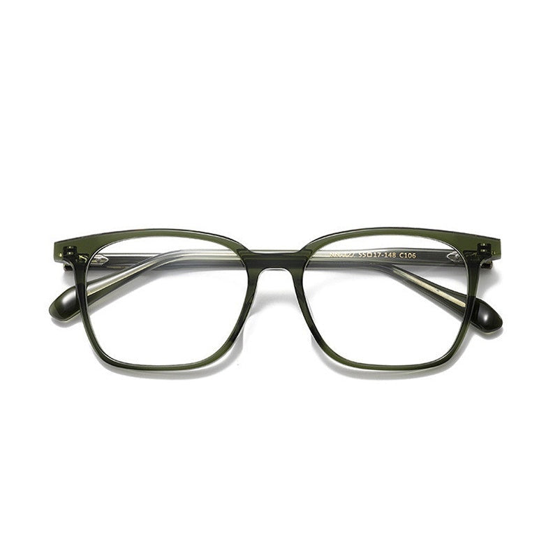 Chashma Ottica Unisex Full Rim Square Acetate Eyeglasses 62127 - Transparent Green