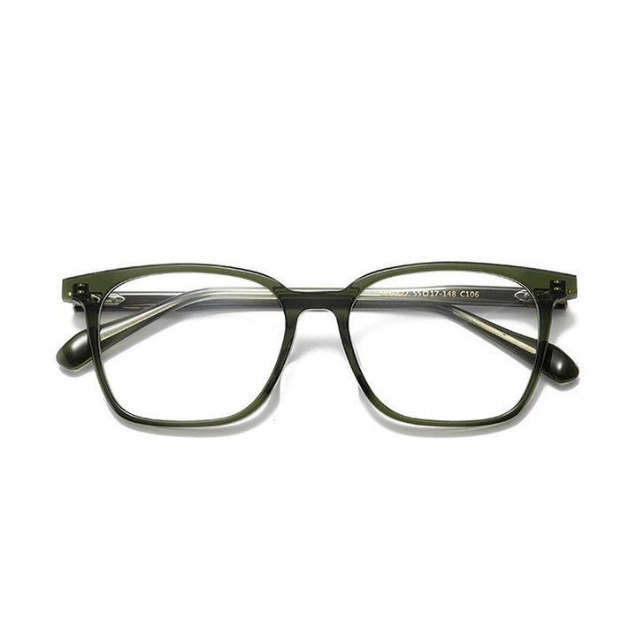 Chashma Ottica Unisex Full Rim Square Acetate Eyeglasses 62127 - Transparent Green