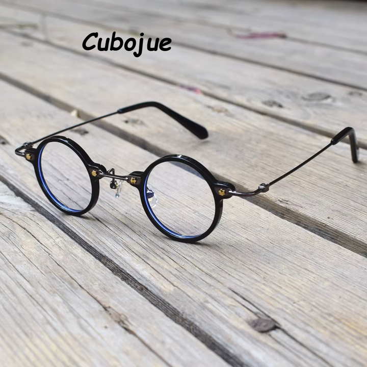 Cubojue Women's Full Rim Round Acetate Titanium Reading Glasses 51386 Reading Glasses Cubojue