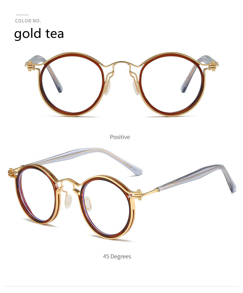 Kocolior Unisex Full Rim Round Alloy Acetate Hyperopic Reading Glasses 2203.