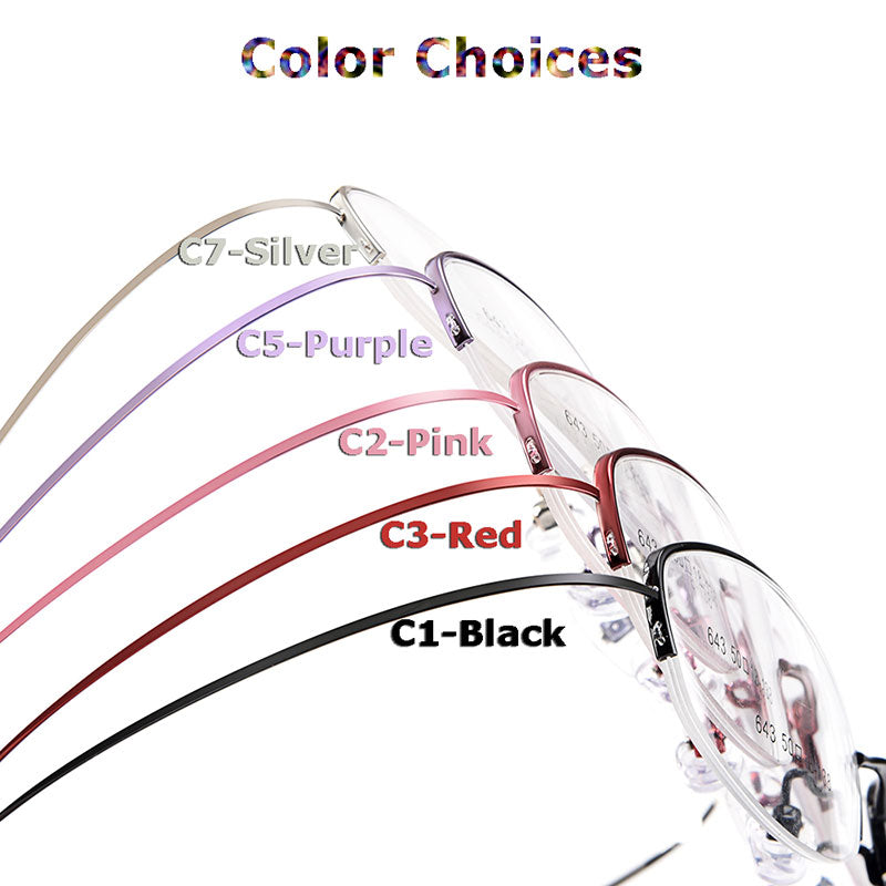 Gmei Womens Eyeglasses Semi Rim Memory Titanium Alloy Y643 — view 1 | Gmei Optical at FuzWeb