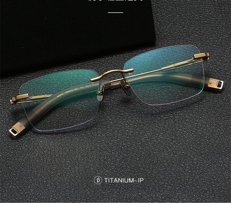 Aimee Unisex Rimless Polygon Square Titanium Eyeglasses 80814 — view 2 | Aimee at FuzWeb