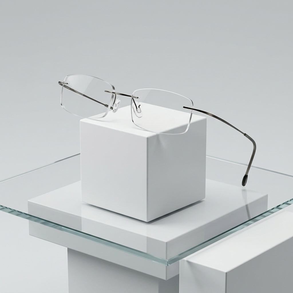Chashma Ottica Unisex Rimless Rectangle Titanium Eyeglasses 6074 — Luxury Studio