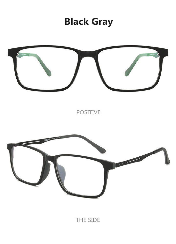 Kocolior Unisex Full Rim Square Tr 90 Titanium Hyperopic Reading Glasses F3003.
