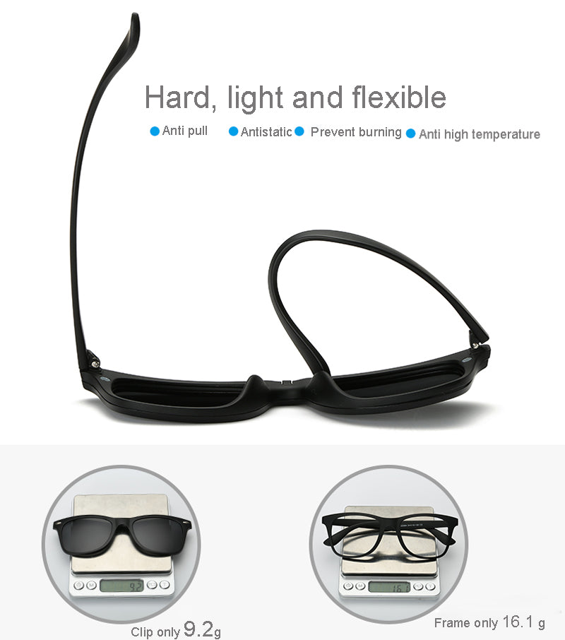 Hdcrafter Unisex Full Rim Acetate Frame 6 In 1 Polarized Magnetic Clip On Sunglasse — view 5 | Hdcrafter Eyeglasses at FuzWeb