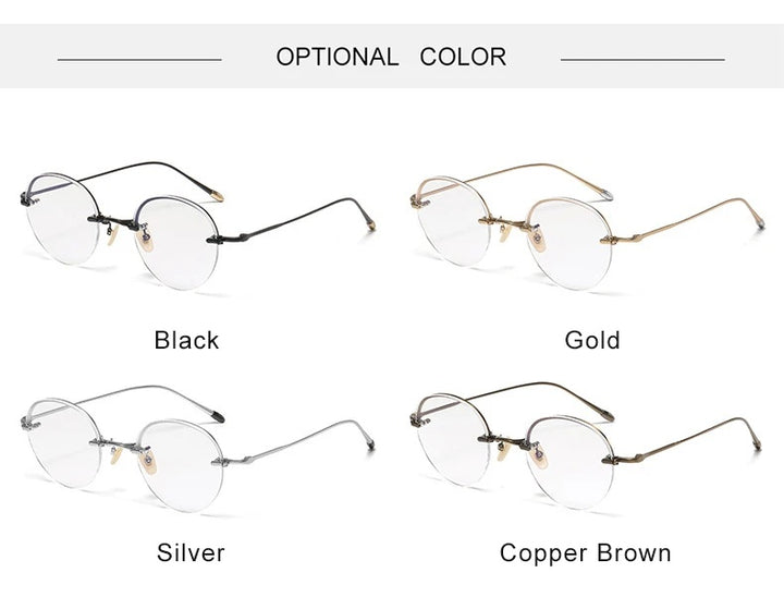 Krasivyy Mens Semi Rim Round Titanium Eyeglasses K5921 — view 12 | Krasivyy at FuzWeb