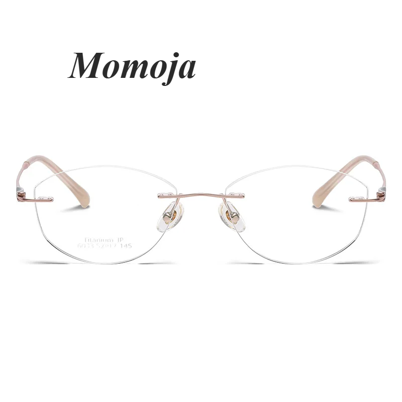 Momoja Women's Rimless Oval Square Cat Eye Titanium Eyeglasses 6033